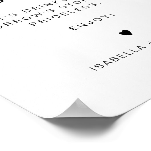 KENNEDY Modern Minimalist Open Bar Drink Poster (Hoek)