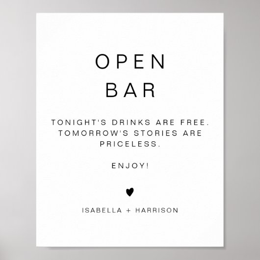 KENNEDY Modern Minimalist Open Bar Drink Poster (Voorkant)