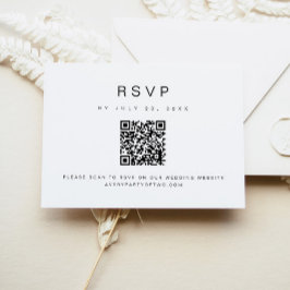KENNEDY Modern Minimalist QR Code Weddenschap RSVP Kaart