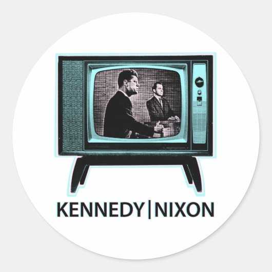 Kennedy Nixon 1960 TV-debat Ronde Sticker (Voorkant)