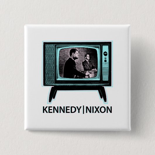 Kennedy Nixon 1960 TV-debat Vierkante Button 5,1 Cm (Voorkant)