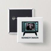 Kennedy Nixon 1960 TV Debate Vierkante Button 5,1 Cm (Voorkant /achterkant)