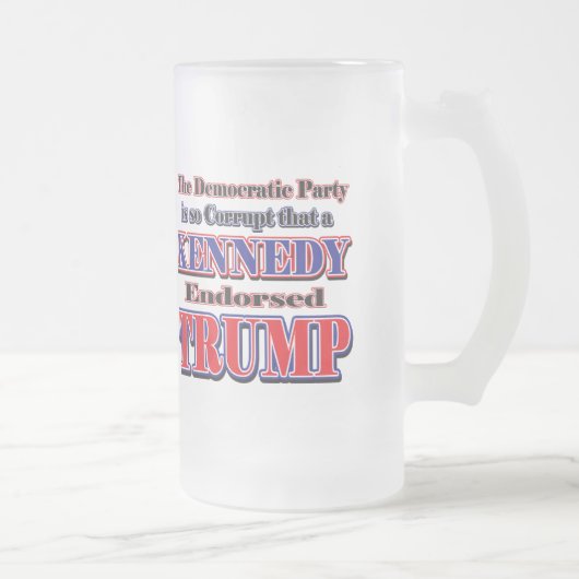 Kennedy onderschrijft Trump Matglas Bierpul (Rechts)