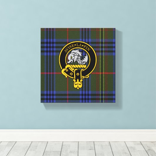 Kennedy Scottish Crest en Tartan Canvas print (Insitu (Houten vloer))