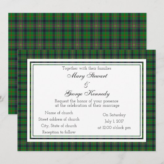Kennedy Scottish Wedding Invitation Kaart (Voorkant / Achterkant)