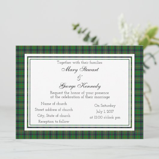 Kennedy Scottish Wedding Invitation Kaart (Staand voorkant)