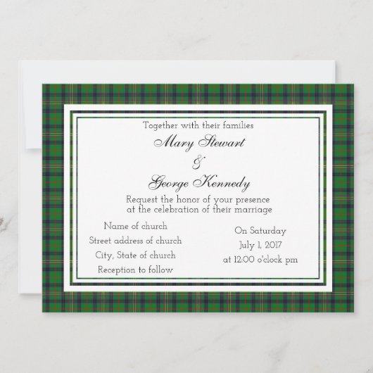 Kennedy Scottish Wedding Invitation Kaart (Voorkant)