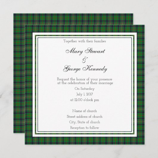 Kennedy Scottish Wedding Square Invitation Kaart (Voorkant / Achterkant)