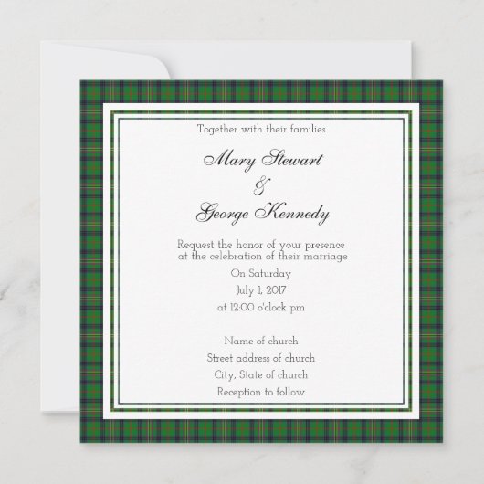 Kennedy Scottish Wedding Square Invitation Kaart (Voorkant)
