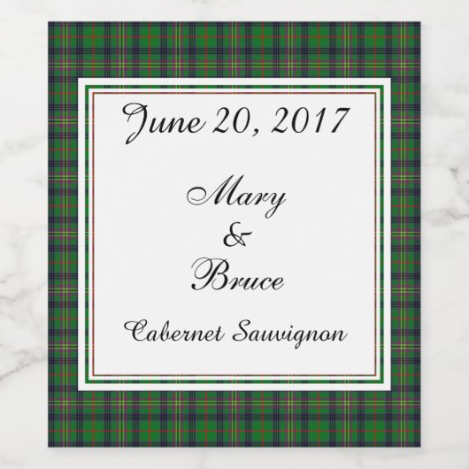 Kennedy Scottish Wedding Wine Label Wijn Etiket (Enkel label)