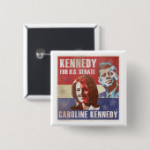 Kennedy start campagne voor de senaat vierkante button 5,1 cm (Voorkant /achterkant)