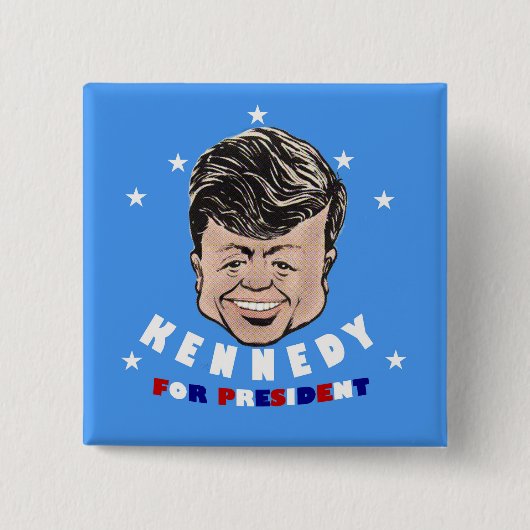 Kennedy voor President Vierkante Button 5,1 Cm (Voorkant)
