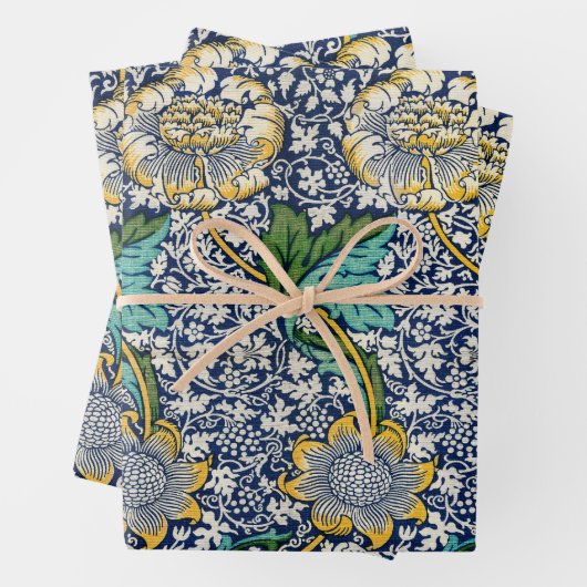  Kennet Floral William Morris art Blue Inpakpapier Vel (In situ)