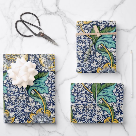 Kennet Floral William Morris art Blue Inpakpapier Vel (Voorkant)