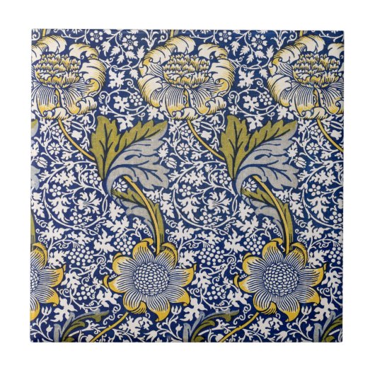 Kennet van William Morris, Vintage Textielkunst Tegeltje (Voorkant)