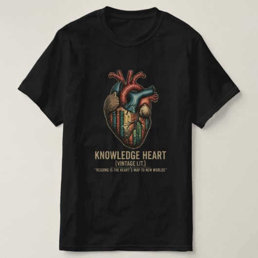 Kennis Hart Vintage Literair T-Shirt | Anatomie (Design voorkant)