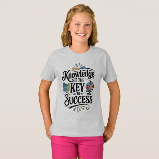 Kennis is de sleutel tot succes t-shirt (Voorkant volledig)
