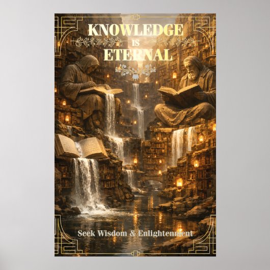 Kennis is Eeuwig – Wijsheid Bibliotheek Poster (Voorkant)