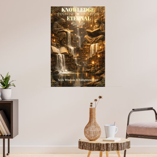 Kennis is Eeuwig – Wijsheid Bibliotheek Poster (Woonkamer 3)