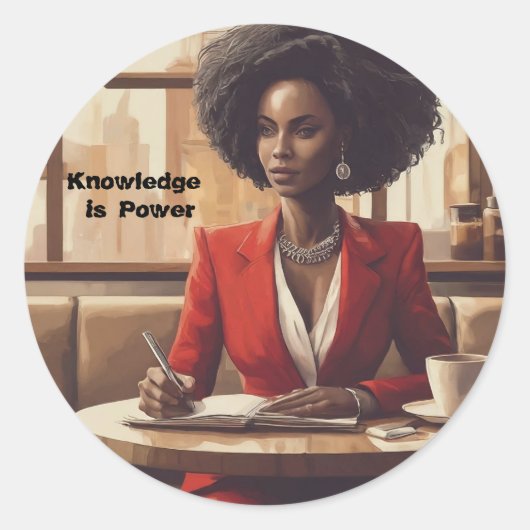 Kennis is Kracht Bereik Droom Ronde Sticker (Voorkant)