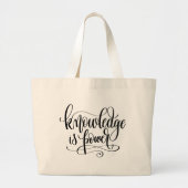 Kennis is kracht grote tote bag (Voorkant)