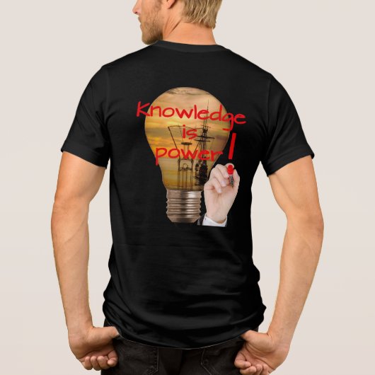 Kennis is kracht Tri-Blend shirt (Achterkant)