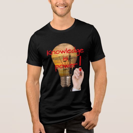 Kennis is kracht Tri-Blend shirt (Voorkant)