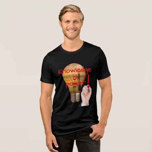 Kennis is kracht Tri-Blend shirt (Voorkant volledig)