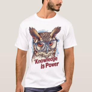 Kennis is Kracht" Wise Owl Glasses Design T-shirt