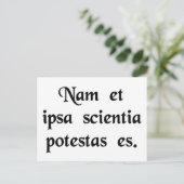 Kennis is macht. briefkaart (Staand voorkant)