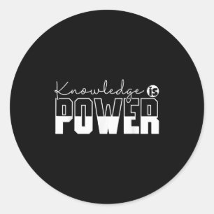 Kennis is macht Motivatie quote - Uni-Adults Ronde Sticker