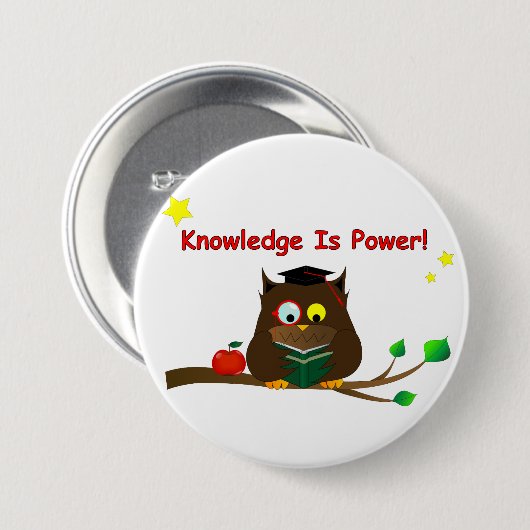 Kennis is macht! ronde button 7,6 cm (Voorkant /achterkant)