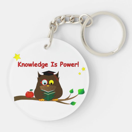 Kennis is macht! sleutelhanger (Achterkant)