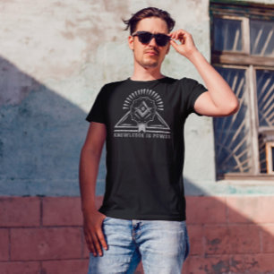 Kennis is Macht Wit Glitter Geometrisch Ontwerp T-shirt