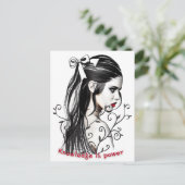 Kennis is macht Woman schetst met rode lippenstift Briefkaart (Staand voorkant)