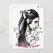 Kennis is macht Woman schetst met rode lippenstift Briefkaart (Voorkant / Achterkant)