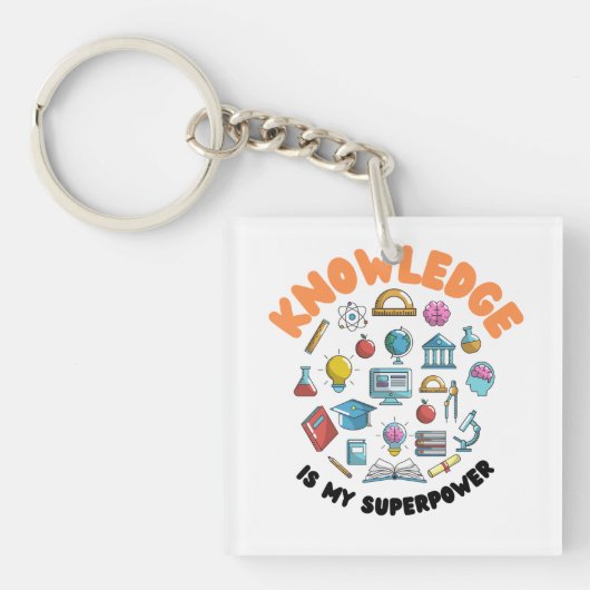 Kennis is mijn Superpower Sleutelhanger (voorkant)