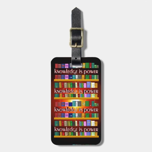 Kennis is Power Bookscase Bagagelabel (Voorkant verticaal)