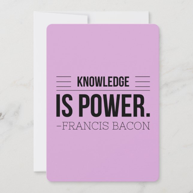 Kennis is Power Francis Bacon Motivation Quote (Voorkant)