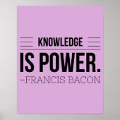 Kennis is Power Francis Bacon Motivation Quote Poster (Voorkant)