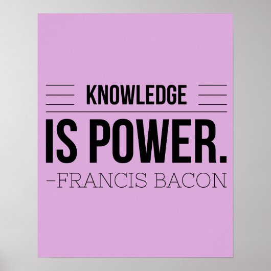Kennis is Power Francis Bacon Motivation Quote Poster (Voorkant)
