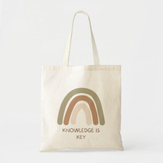 Kennis Is Sleutel | Groen Bruin & Beige Inspiratie Tote Bag