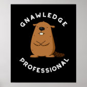 Kennis Professional Funny Beaver Pun Dark BG Poster (Voorkant)