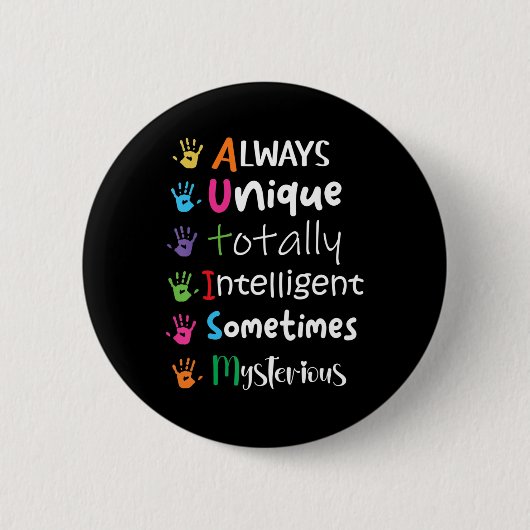 KENNIS VAN Autisme Altijd uniek Ronde Button 5,7 Cm (Voorkant)