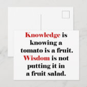 Kennis versus Wijsheid Tomaat Editie Briefkaart (Voorkant / Achterkant)