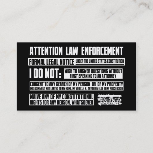 Kennisgeving aan wettelijke afdwingingskaarten visitekaartje (Voorkant)