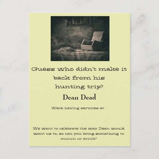 Kennisgeving van begrafenis briefkaart (Voorkant)