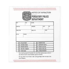 Kennisgeving van de politie van het vagevuur notitieblok