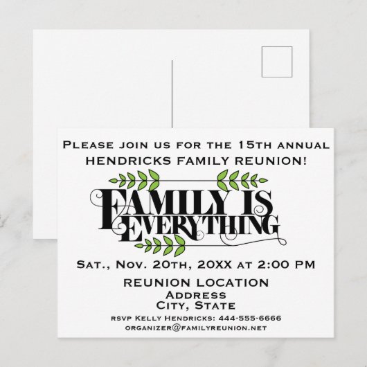 Kennisgeving van gezinshereniging briefkaart (Voorkant / Achterkant)