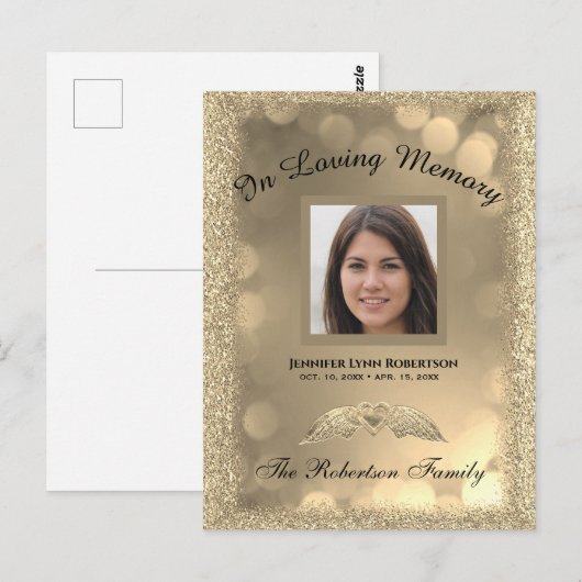 Kennisgeving van overlijden briefkaart (Voorkant / Achterkant)